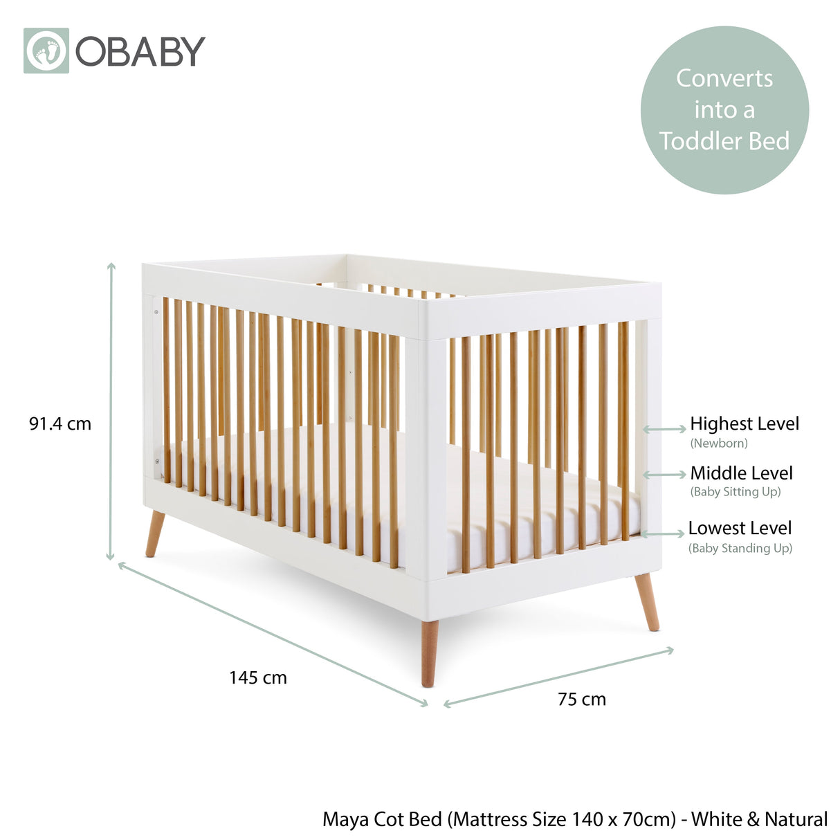 Obaby Maya 2 Piece Room Set - White With Natural
