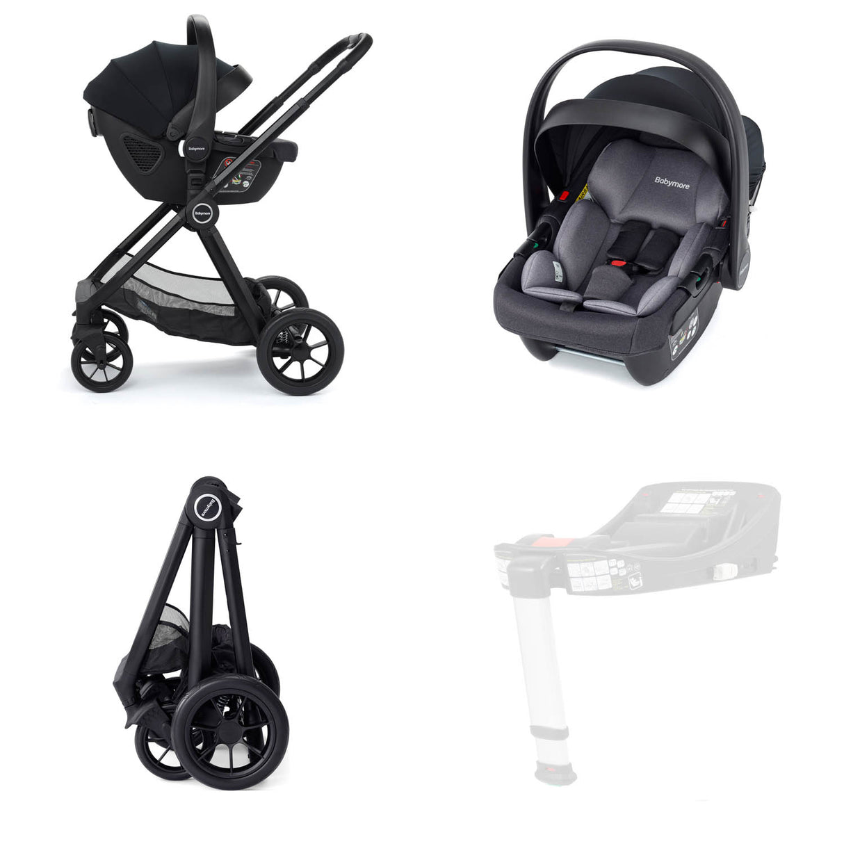 Babymore Memore V2 Travel System + Coco Car Seat - Black