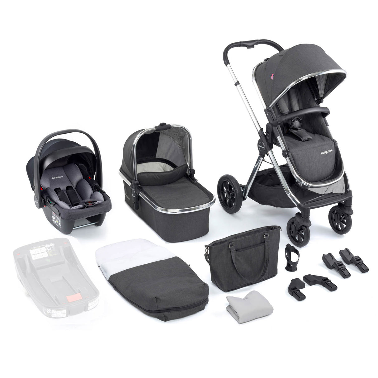 Babymore Memore V2 Travel System + Coco Car Seat - Chrome