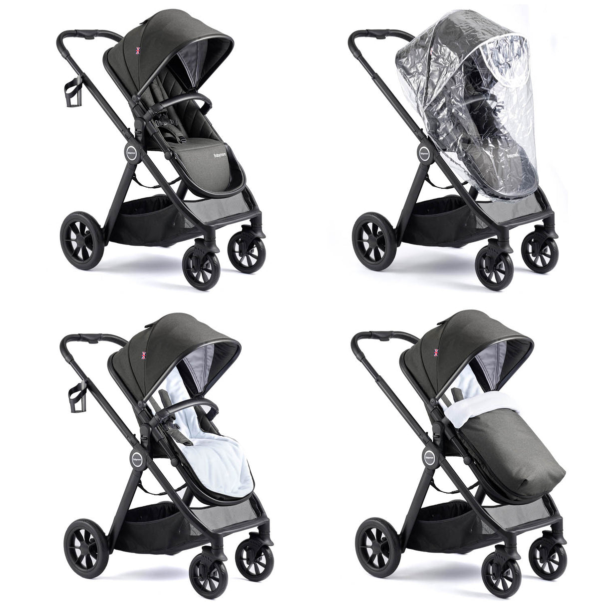 Babymore Memore V2 Travel System + Pecan Car Seat - Black