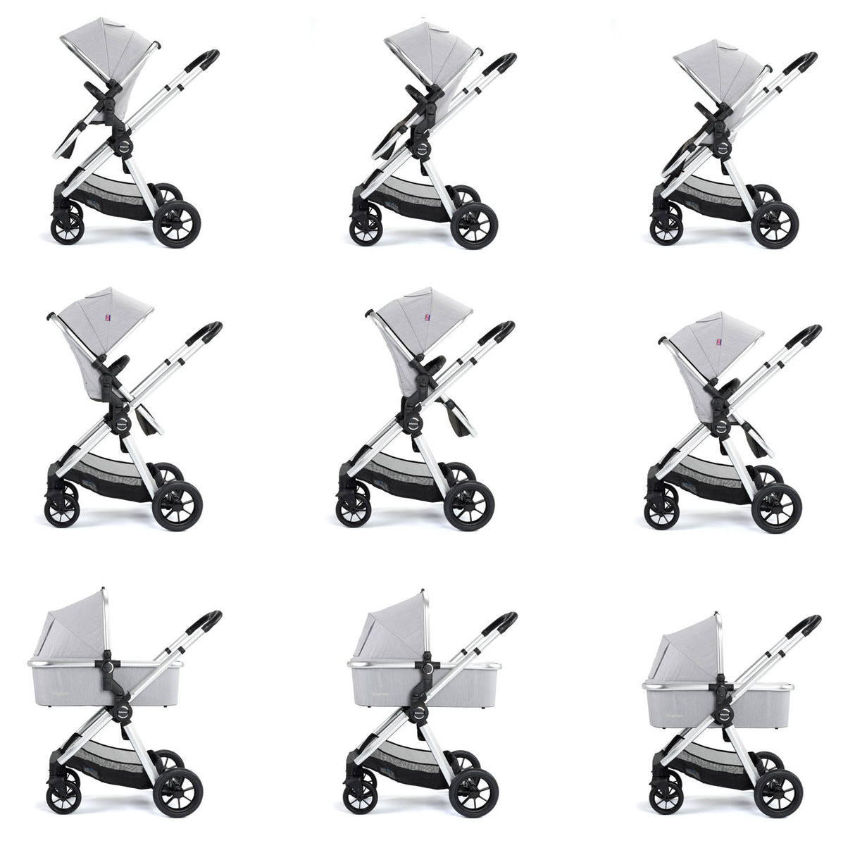 Babymore Memore V2 Travel System + Coco Car Seat & Base - Silver