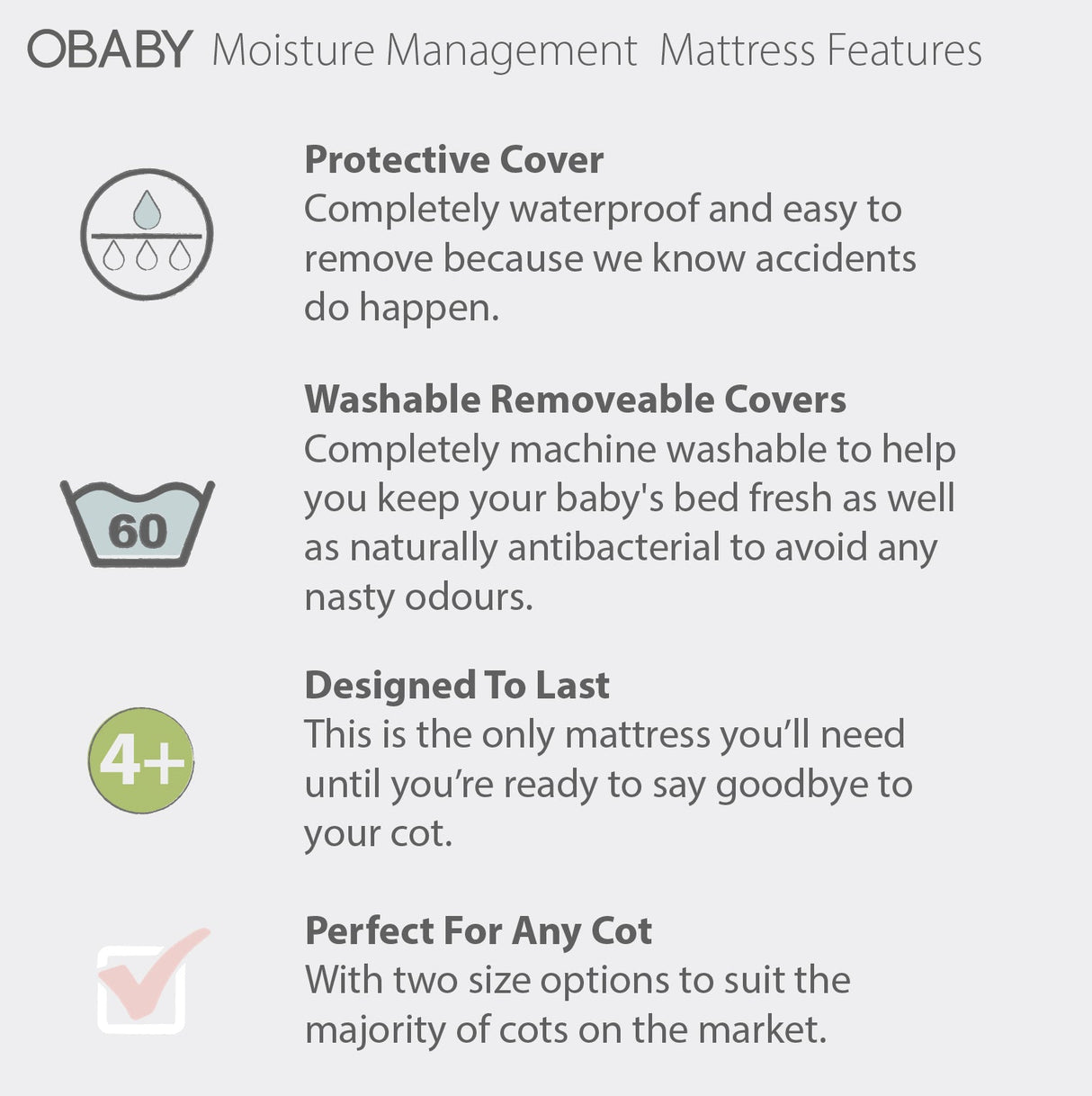 Obaby Moisture Management Mattress -120x60cm