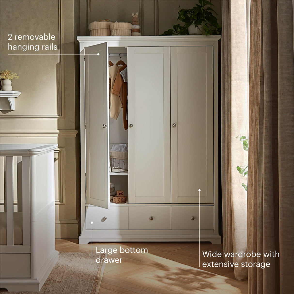 CuddleCo Beaumont Triple Wardrobe - White
