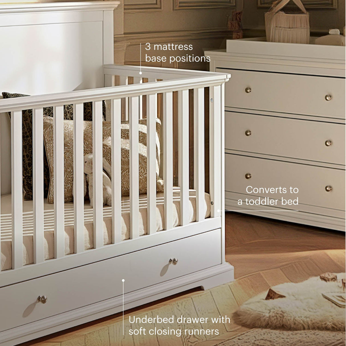 CuddleCo Beaumont Grand 2 Piece Nursery Furniture Set - White