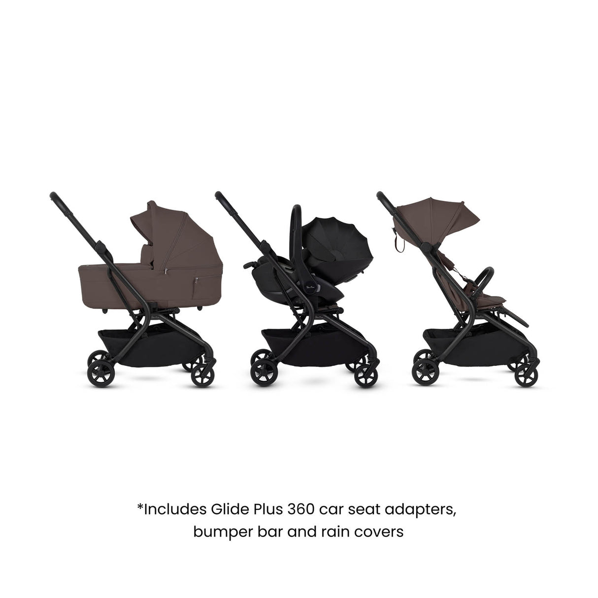 Silver Cross Nia Glide Plus Travel System & Accessories - Chocolate