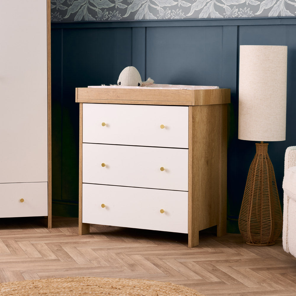 Obaby Nika 3 Piece Nursery Room Set - Oak & White