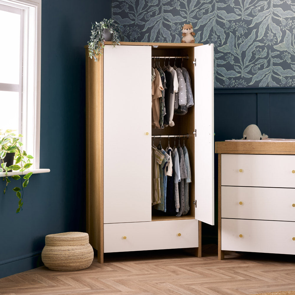 Obaby Nika 3 Piece Nursery Room Set - Oak & White
