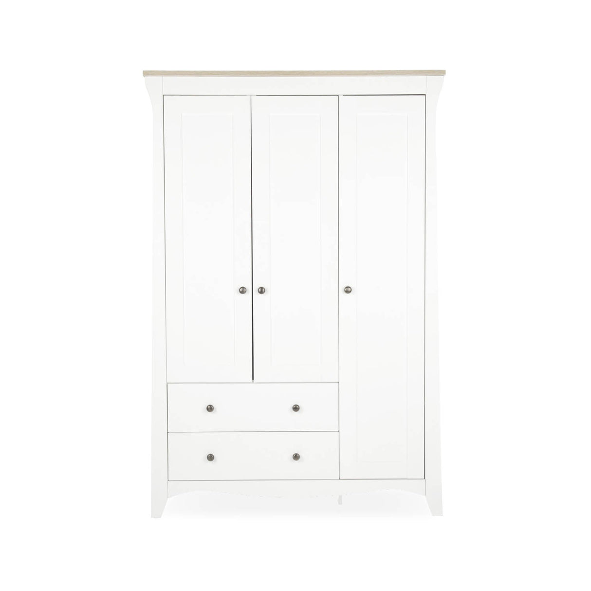 CuddleCo Clara 3 Door Triple Wardrobe - White & Ash