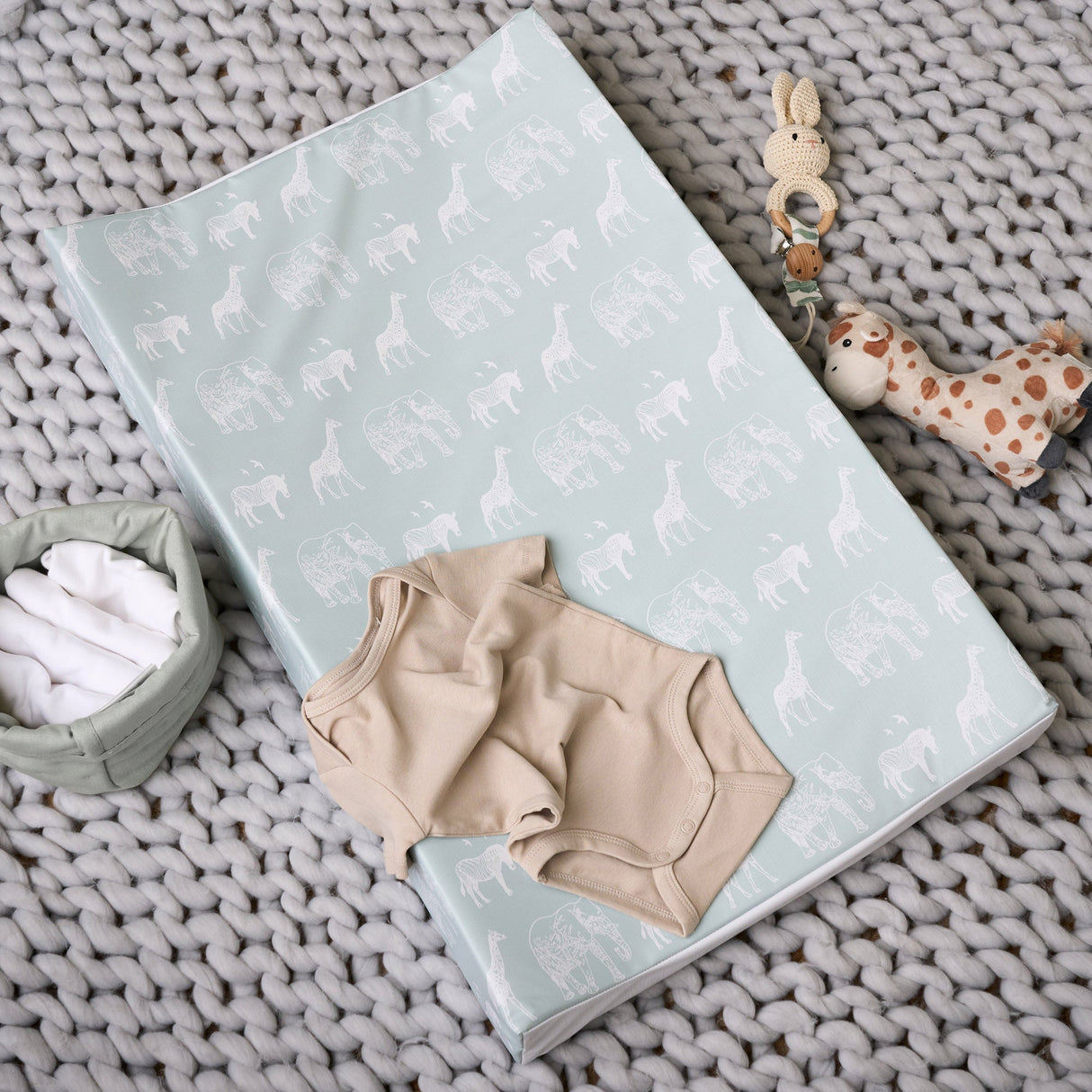 Obaby Wedge Changing Mat - Safari Sage Print