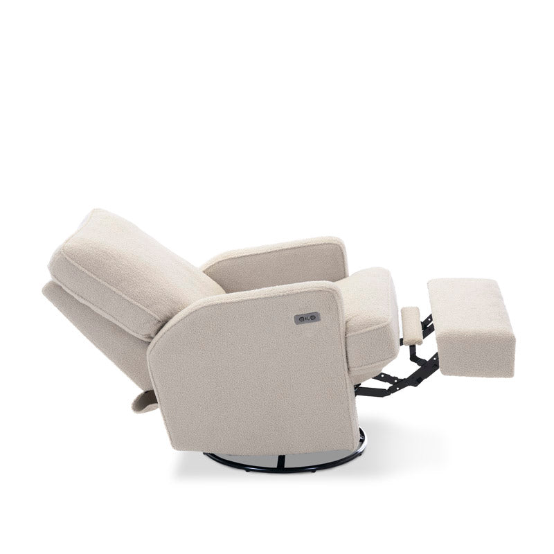 Obaby Madison Electric Swivel Glider Recliner Chair - Teddy Fabric Ivory