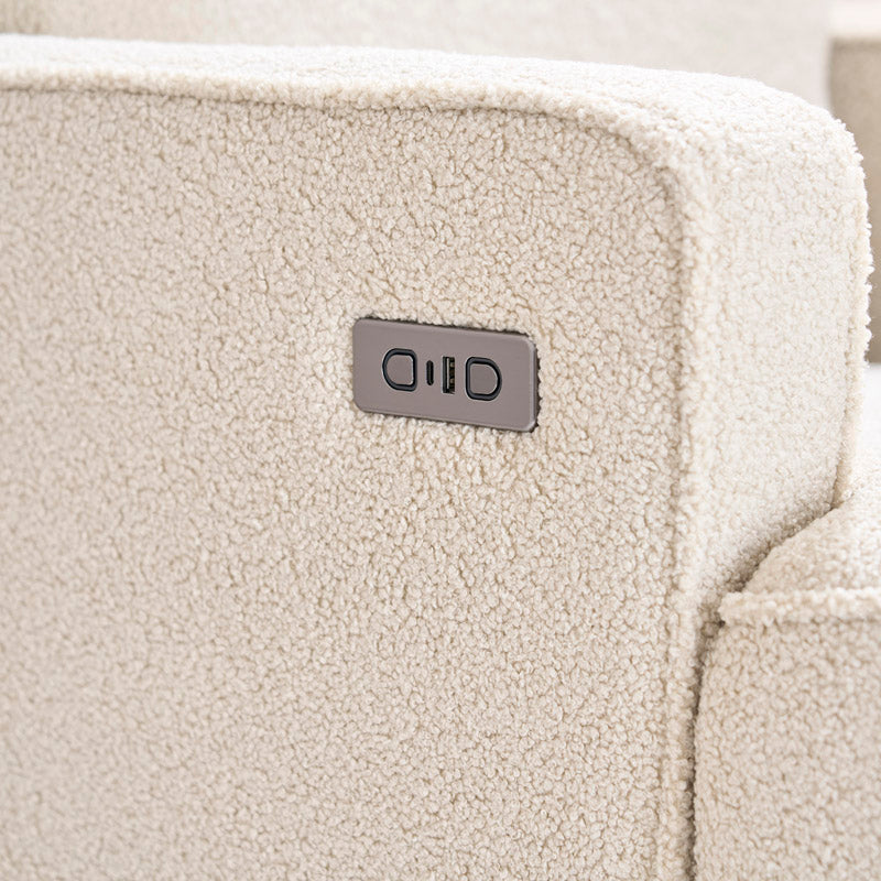 Obaby Madison Electric Swivel Glider Recliner Chair - Teddy Fabric Ivory
