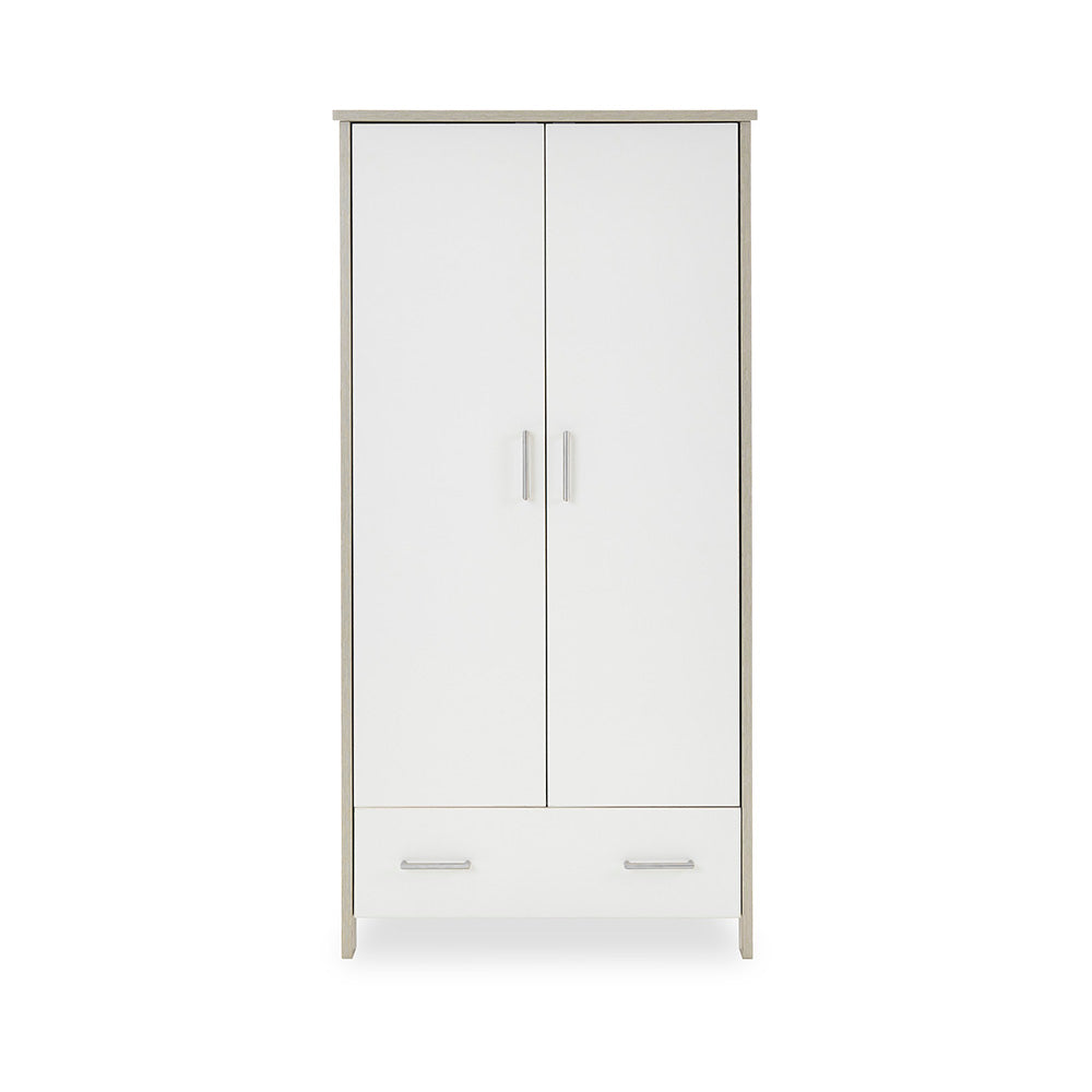 Obaby Nika Double Wardrobe - Grey Wash & White