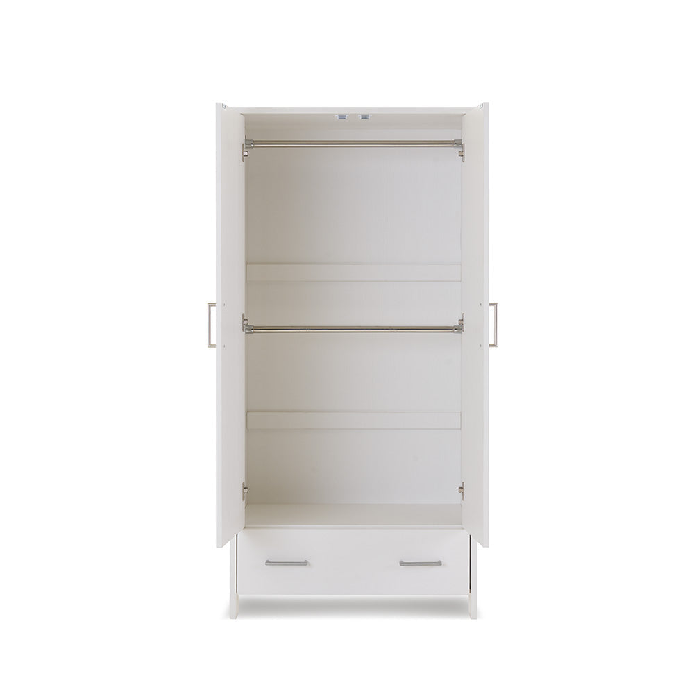 Obaby Nika Double Wardrobe - White Wash