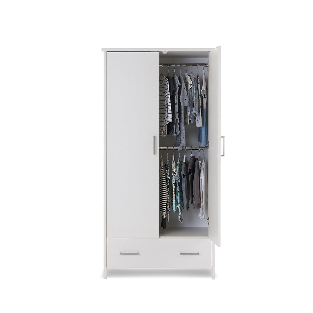 Obaby Nika Double Wardrobe - White Wash