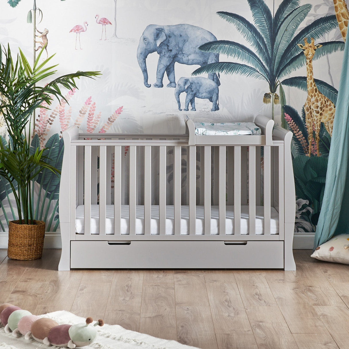 Obaby Stamford Sleigh Cot Top Changer - Warm Grey