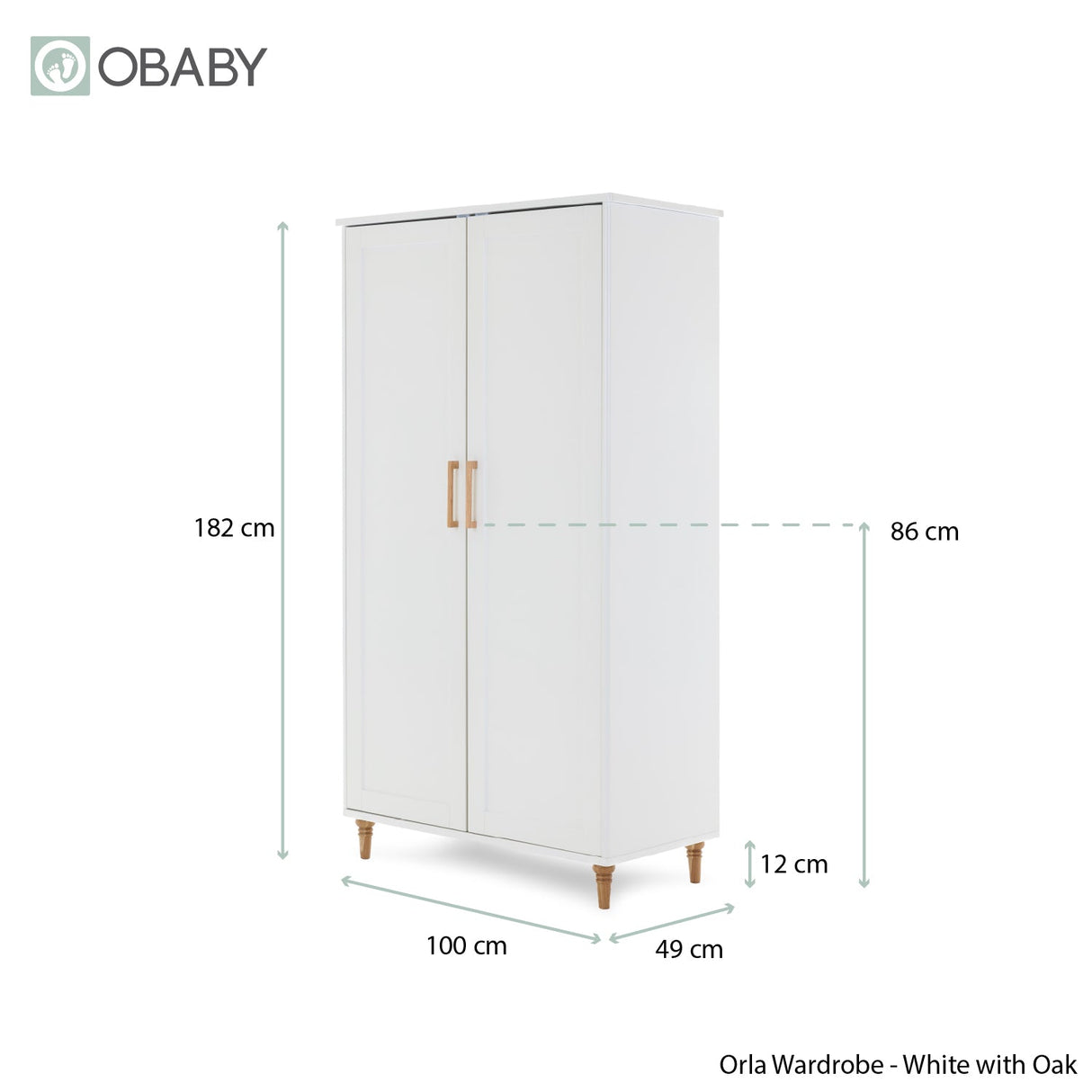 Obaby Orla 3 Piece Room Set - White with Oak