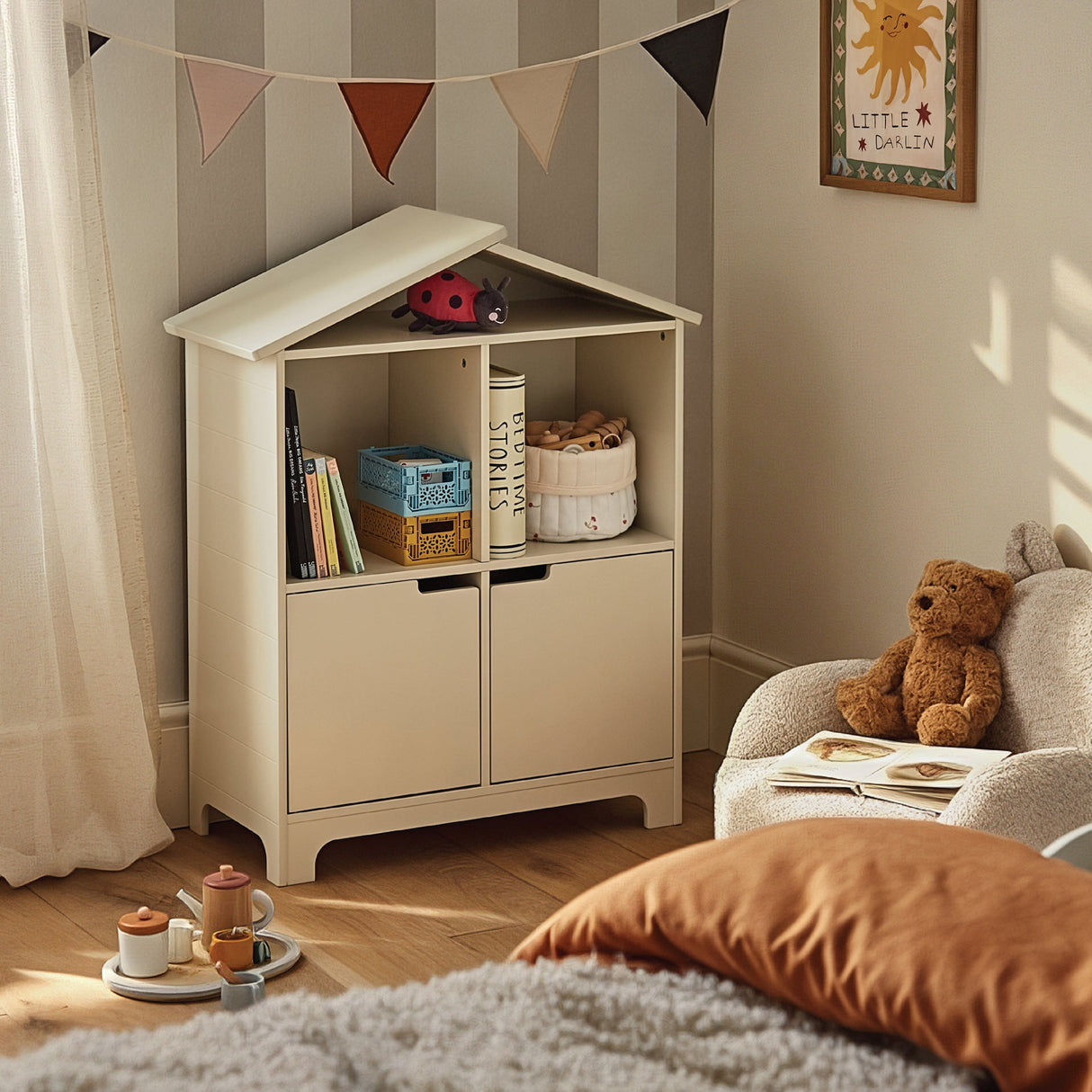 CuddleCo Play House Bookcase - Pebble