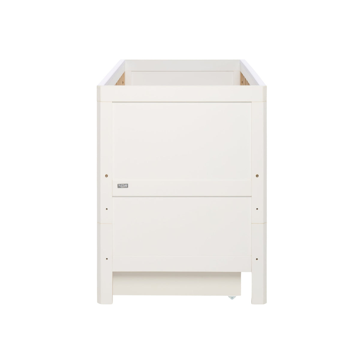 Tutti Bambini Riley Mini Cot Bed with Drawer - White & Maple Oak