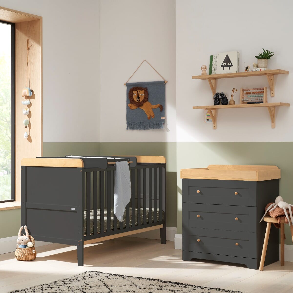 Tutti Bambini Rio 2 Piece Room Set - Slate & Honey Oak