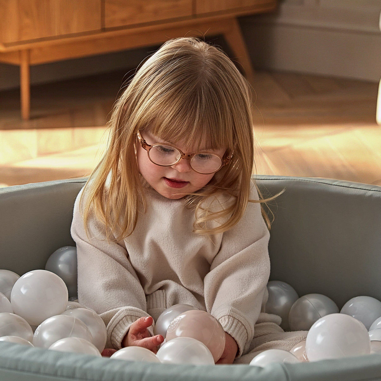 CuddleCo Soft Play Ball Pit with Balls - Sea Salt