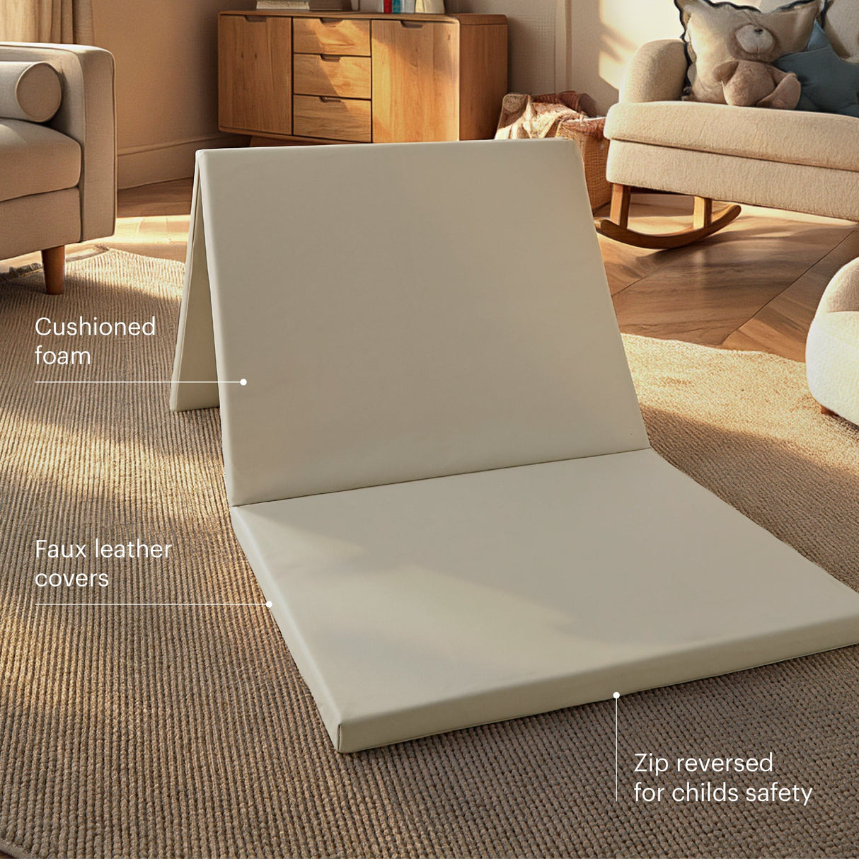 CuddleCo Soft Play 3-Fold Tumble Mat - Pebble