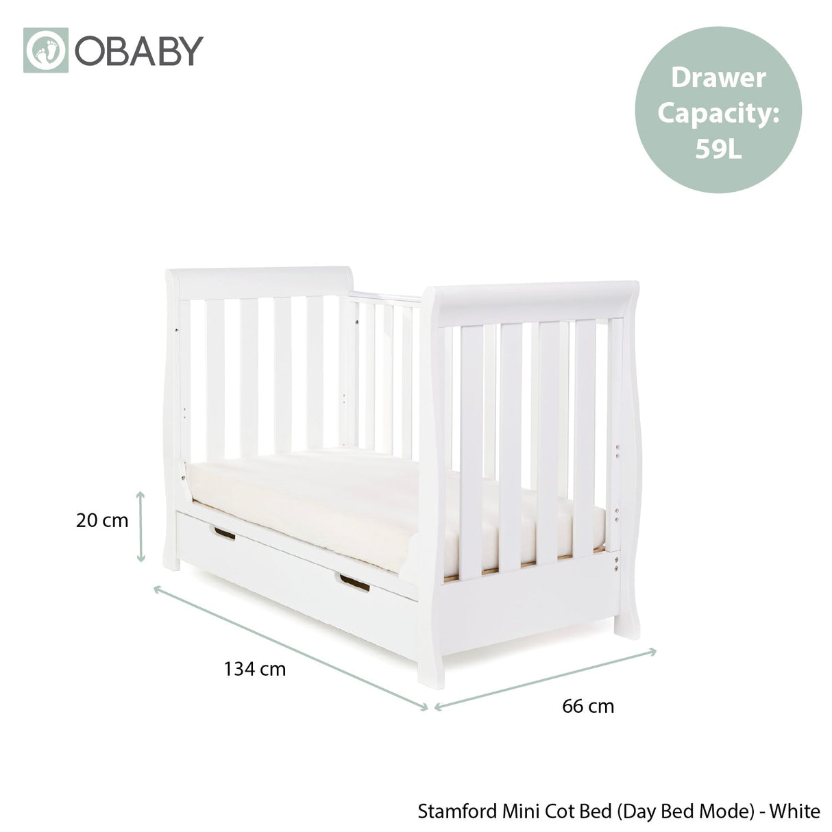 Obaby Stamford Mini Sleigh 3 Piece Room Set - White