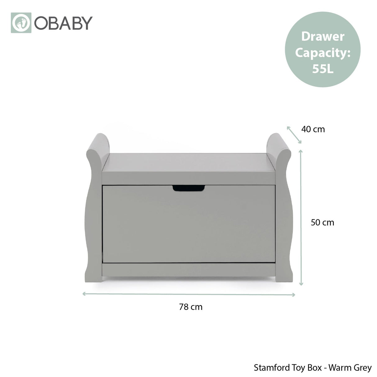Obaby Stamford Sleigh Toy Box - Warm Grey
