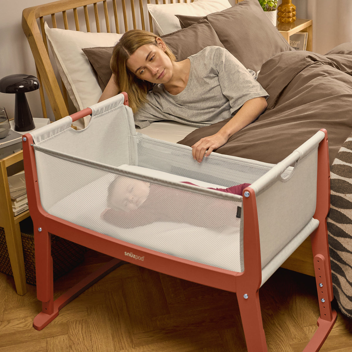 SnuzPod Studio Bedside Crib - Florence Ember