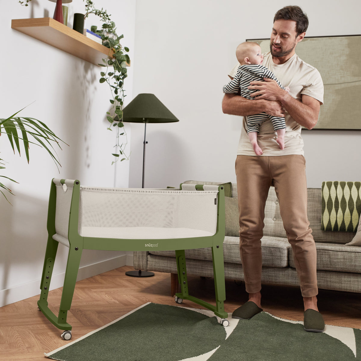 SnuzPod Studio Bedside Crib - Tokyo Matcha