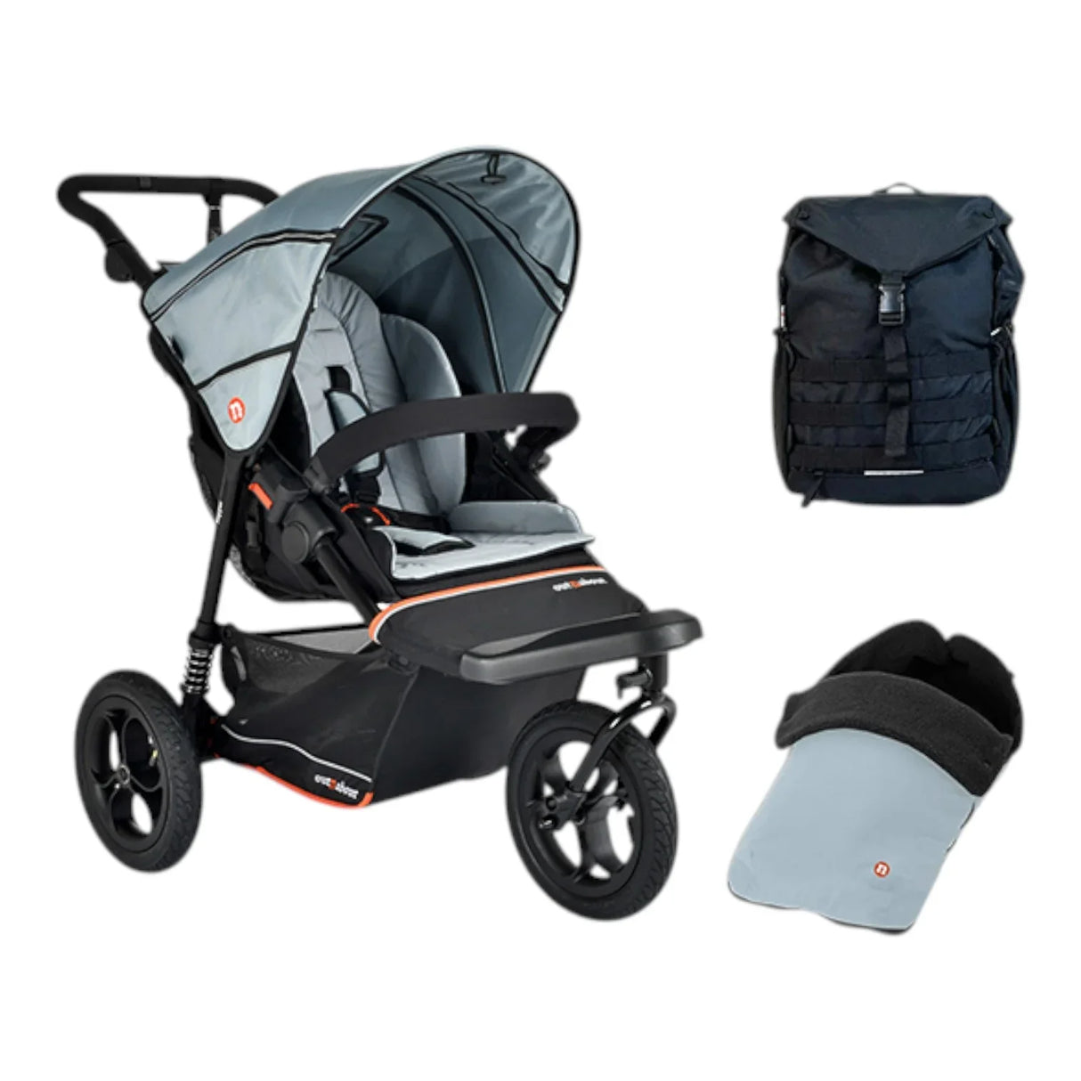 Out n About Nipper V6 Single Adventure Bundle - Rocksalt Grey 1
