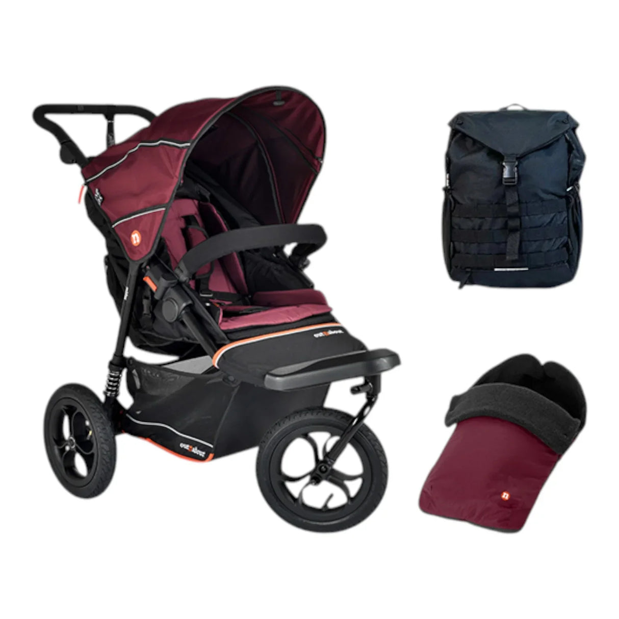 Out n About Nipper V6 Single Adventure Bundle - Brambleberry Red 1