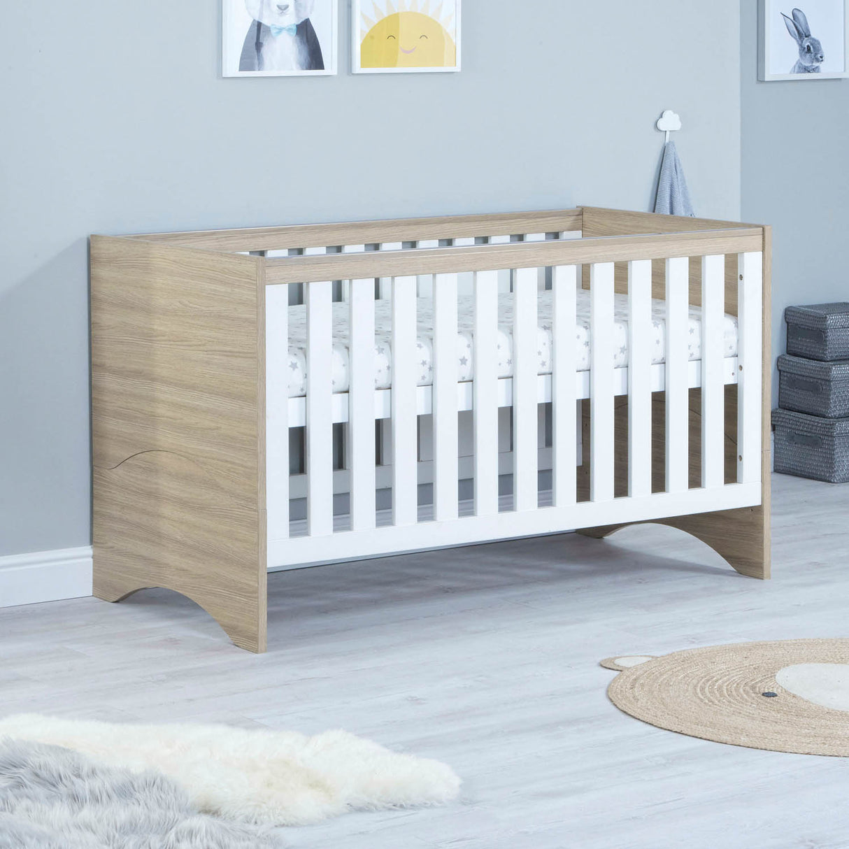 Babymore Veni 2 Piece Room Set - Oak White