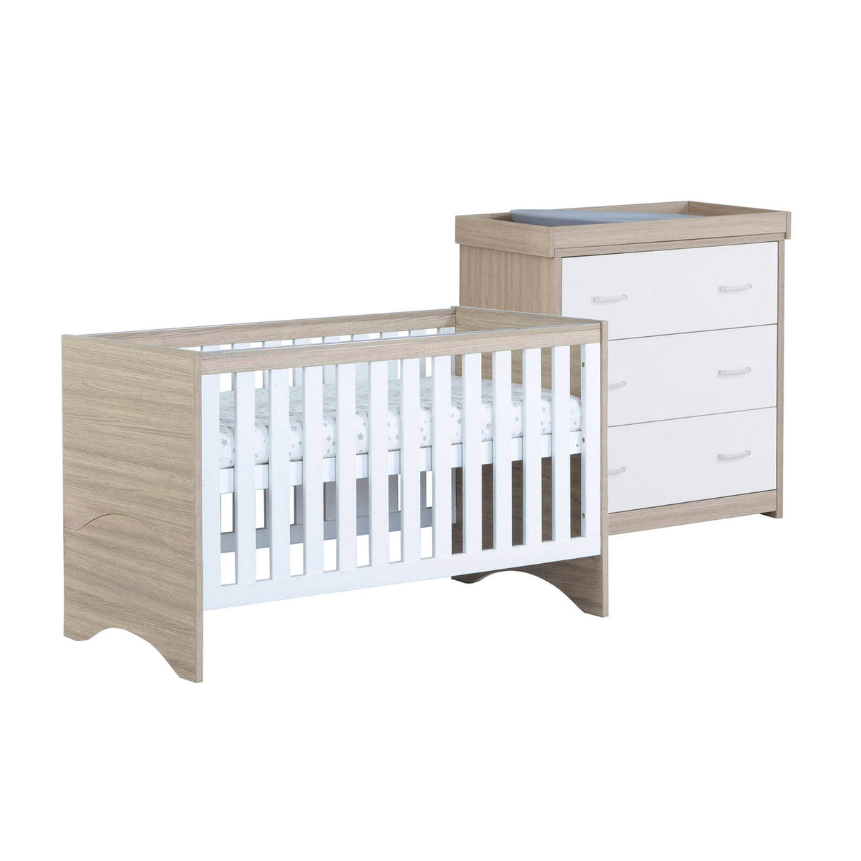 Babymore Veni 2 Piece Room Set - Oak White