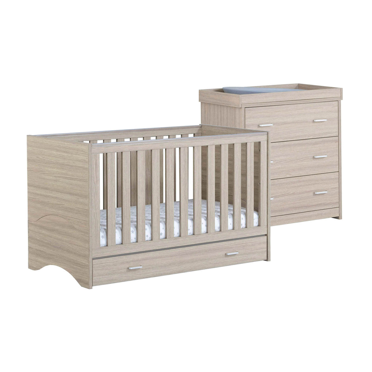 Babymore Veni 2 Piece Room Set with Drawer - Oak