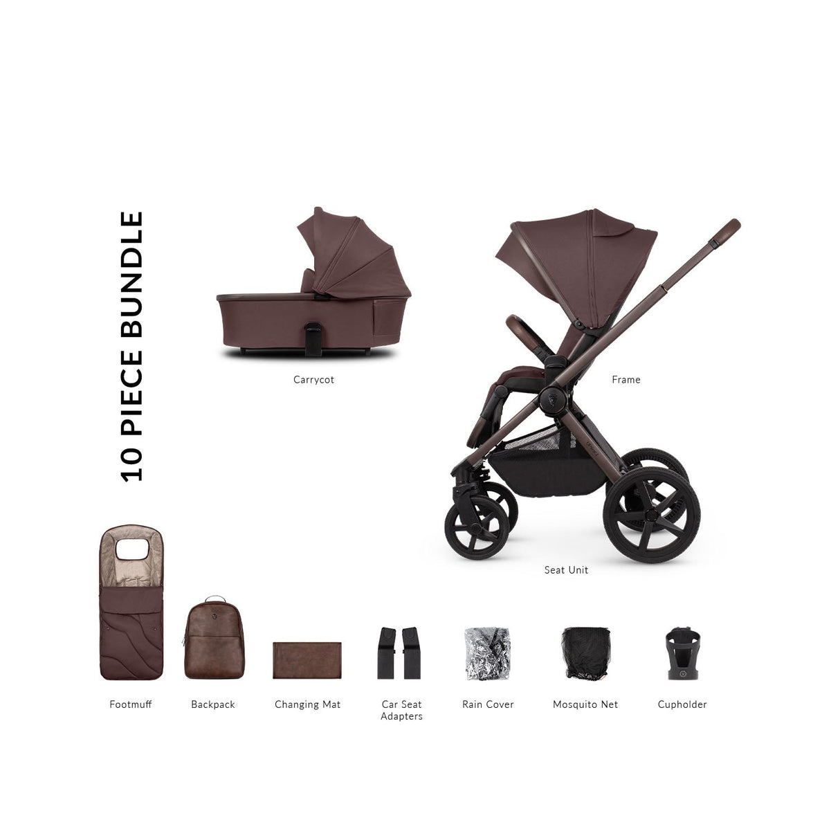 Venicci Upline 2 SE Pushchair & Carrycot 2-in-1 Bundle - Burgundy 5