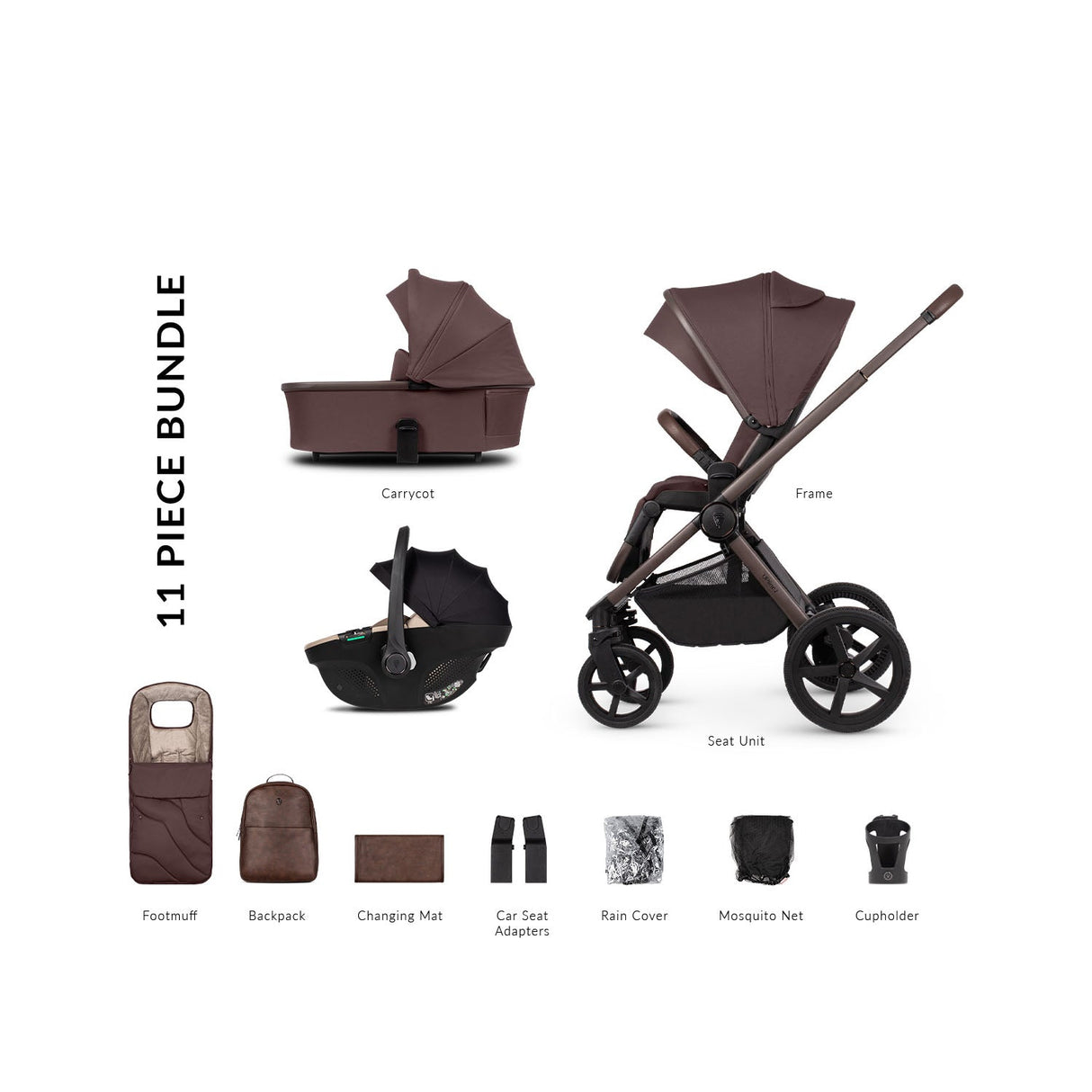 Venicci Upline 2 SE 3-in-1 Tiago Travel System Bundle - Burgundy 9