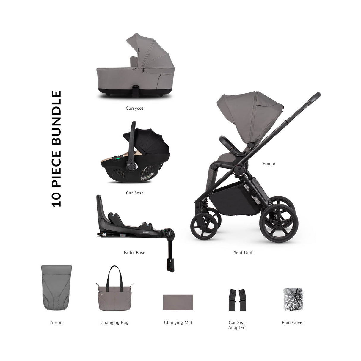 Venicci Claro 2 Luxury 4in1 Tiago Bundle - Fog