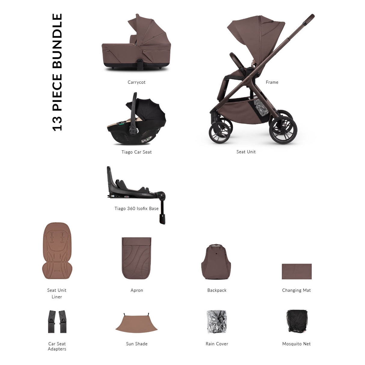 Venicci Tila 13 Piece Luxury 4in1 Tiago Bundle - Noce
