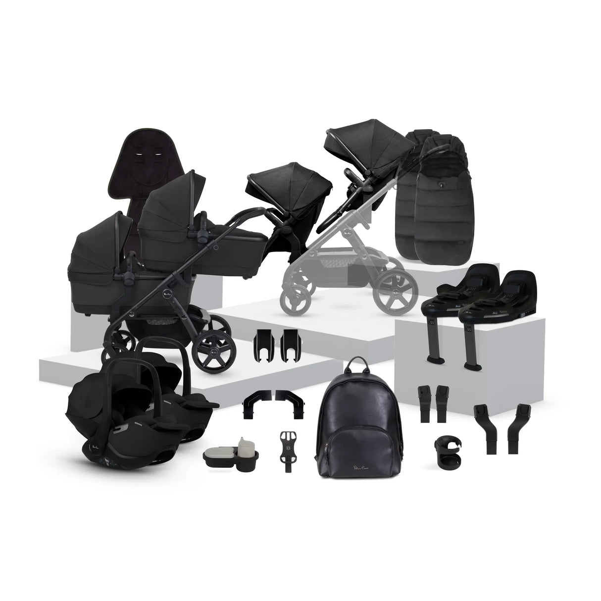 Silver Cross Wave 3 Twin Travel System Bundle - Onyx 1
