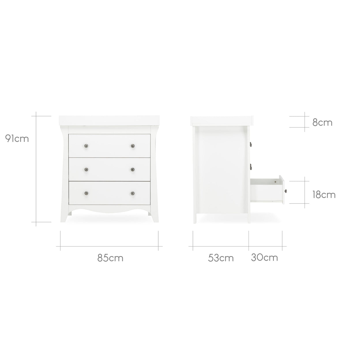 CuddleCo Clara 3 Drawer Dresser Changer - White