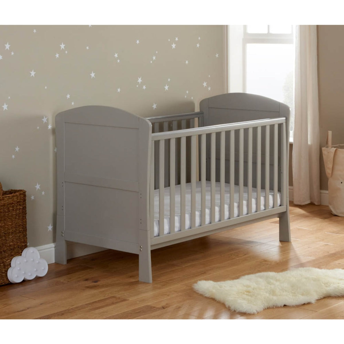 Babymore Aston Drop Side Cot Bed - Grey