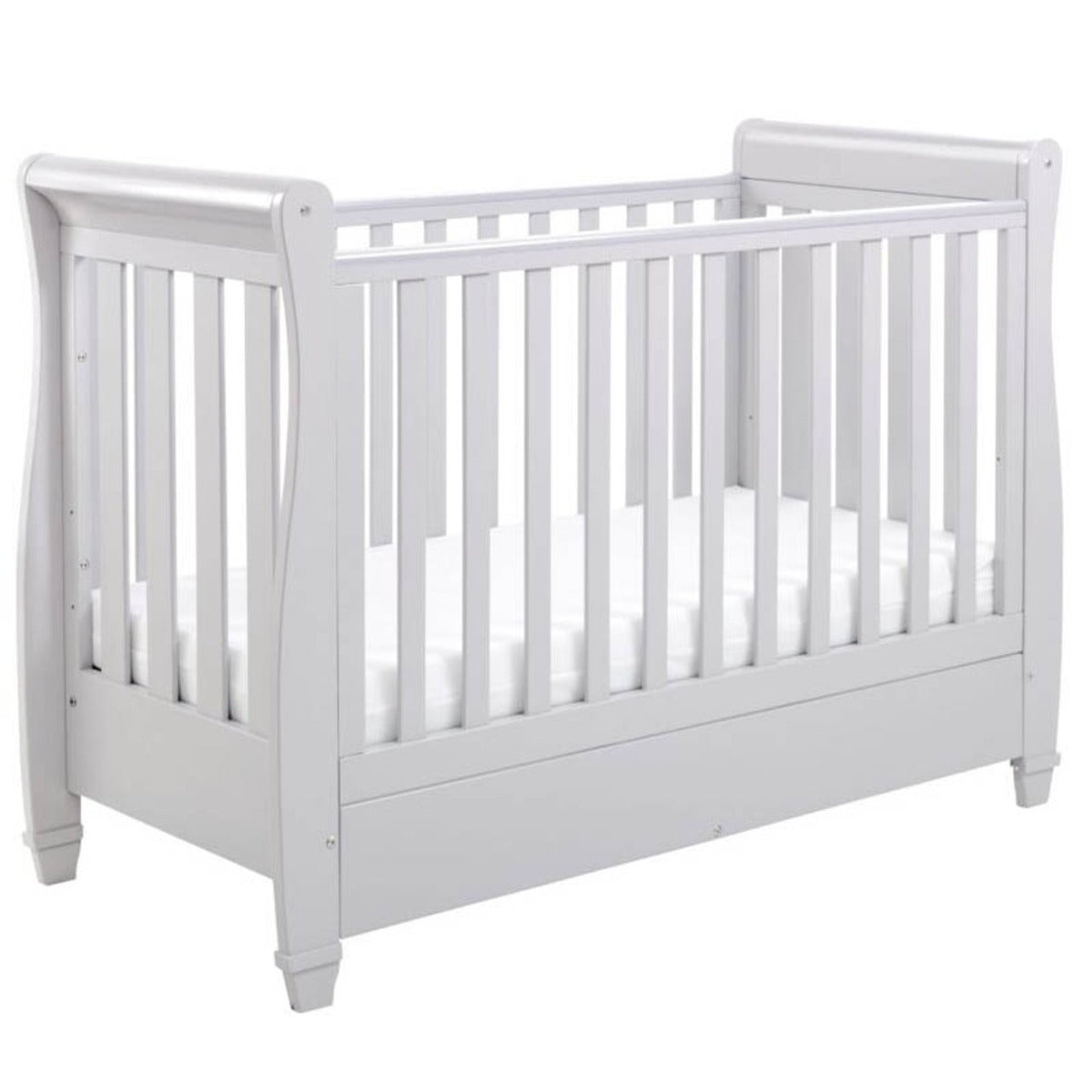 Babymore Eva Sleigh Drop Side Cot Bed - White