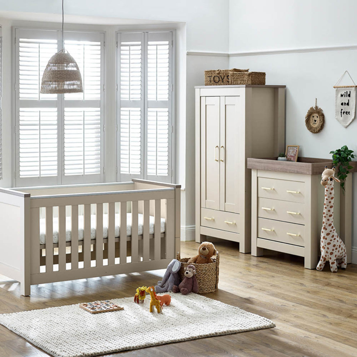 BabyStyle Bordeaux 3-Piece Nursery Furniture Roomset - Oatmeal 1