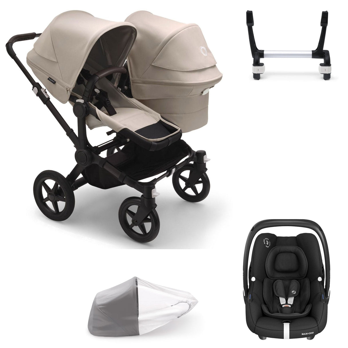 Bugaboo Donkey 5 Duo with Maxi-Cosi Cabriofix iSize Travel System - Black/Desert Taupe 1