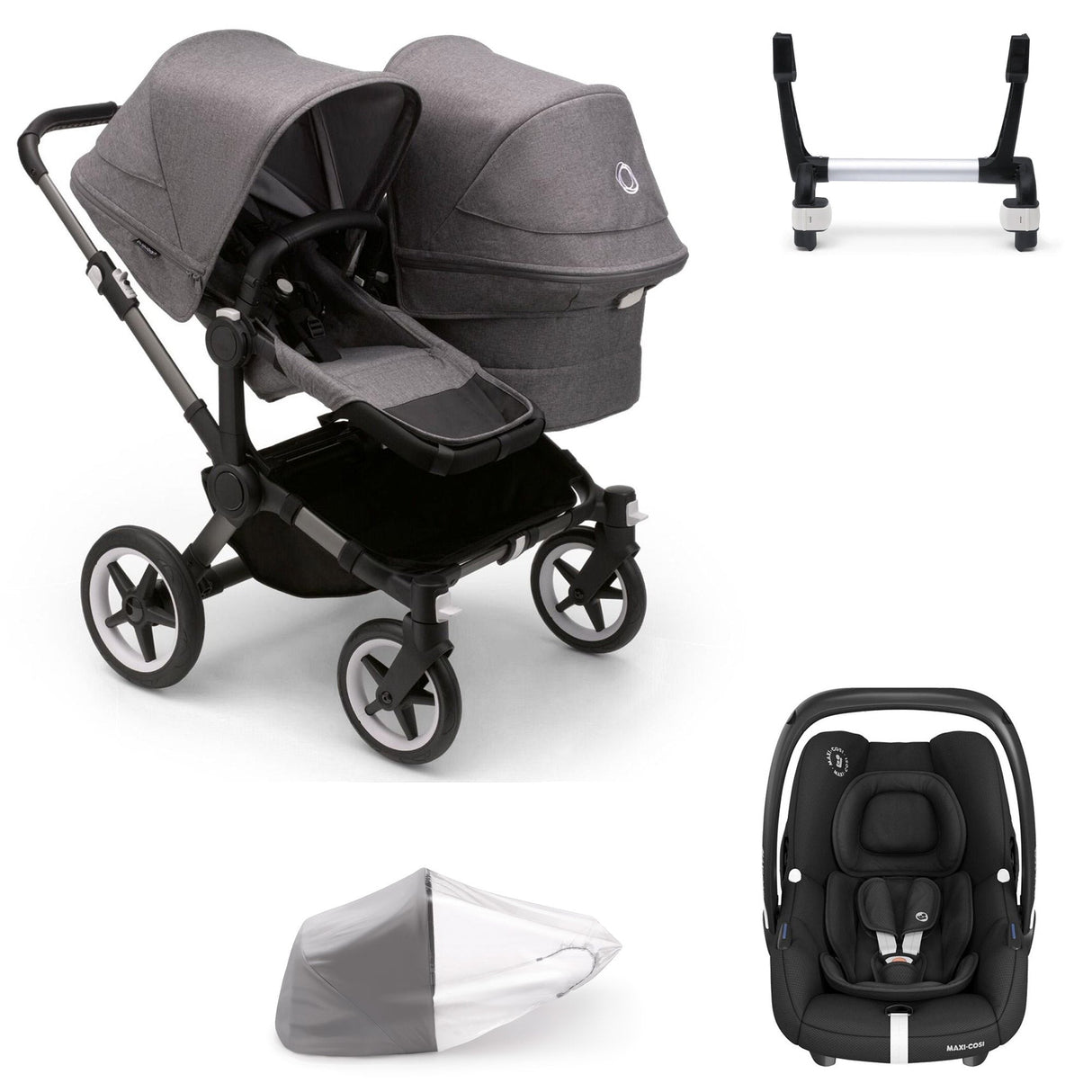 Bugaboo Donkey 5 Duo with Maxi-Cosi Cabriofix iSize Travel System - Graphite/Grey Melange 1