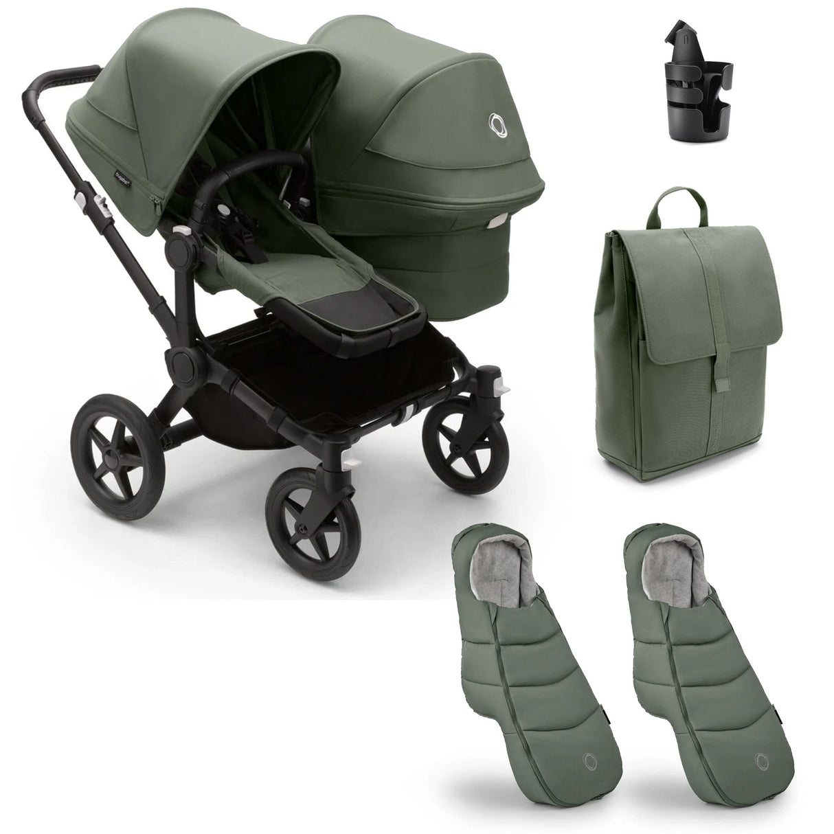 Bugaboo Donkey 5 Duo Essential Bundle - Forest Green