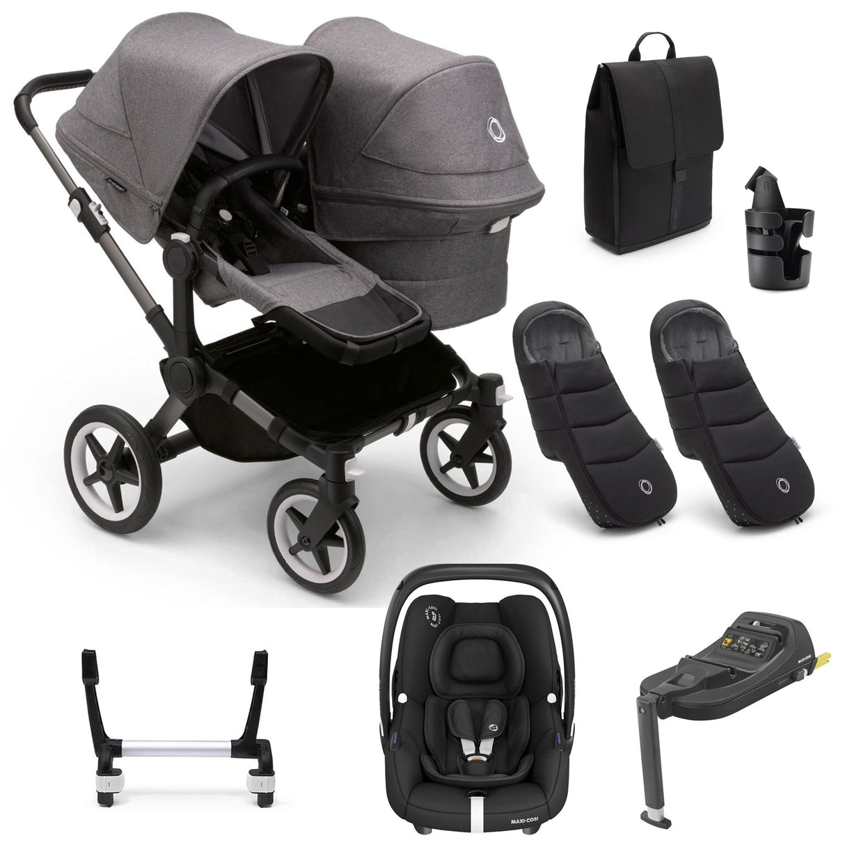 Bugaboo Donkey 5 Duo Ultimate Maxi-Cosi Cabriofix iSize Travel System - Grey Melange