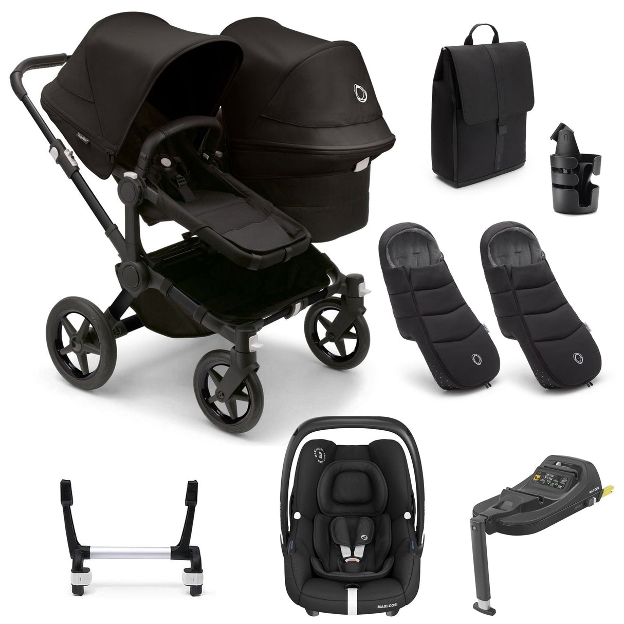 Bugaboo Donkey 5 Duo Ultimate Maxi-Cosi Cabriofix iSize Travel System - Midnight Black