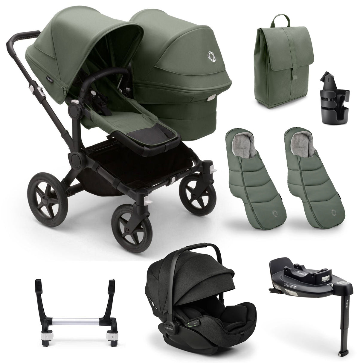 Bugaboo Donkey 5 Duo Ultimate Otter 360 Travel System - Forest Green