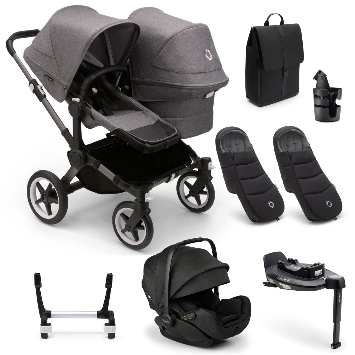 Bugaboo Donkey 5 Duo Ultimate Otter 360 Travel System - Grey Melange